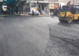 تعبيد محيط ميدان جمال عبد الناصر ومقطع من شارع نابلس (أمام بنك فلسطين) بمساهمة مجتمعية من الغرفة التجارية