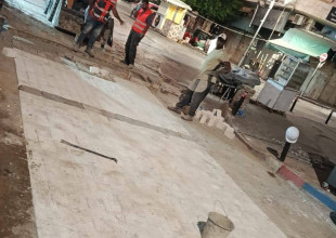 مشروع صيانة وإعادة تأهيل بلاط وحجر الشوارع والأرصفة وسط السوق التجاري