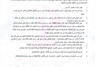 إعلان طرح مزاد بالظرف المختوم لتأجير الطابق الأول فوق مبنى جوال التابع لبلدية طولكرم